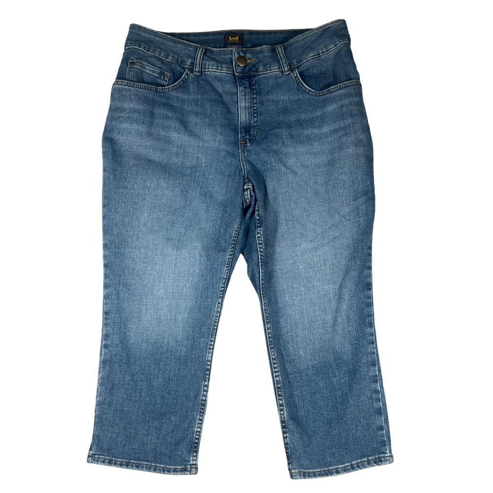 Lee Womens Medium Wash Mid Rise Capri Jeans Size 18WM Blue Cropped Denim